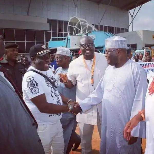 Photo: Comic actor, Mr Ibu meets Atiku Abubakar, says "he